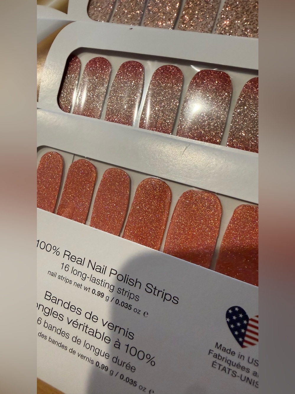 4 Color Street Glitter Nail Strips in Rose Gold, Coral & Champagne - Picture 6 of 8